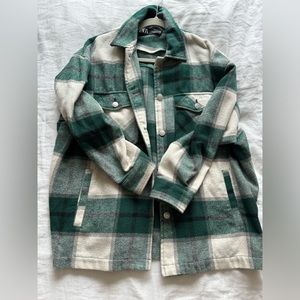 Zara green and white shacket